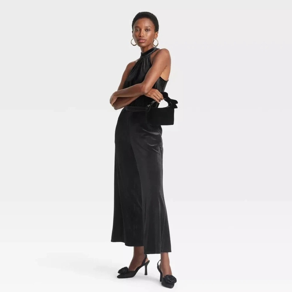 A New‎ Day Velvet Halter Jumpsuit Black Size S New With Tags